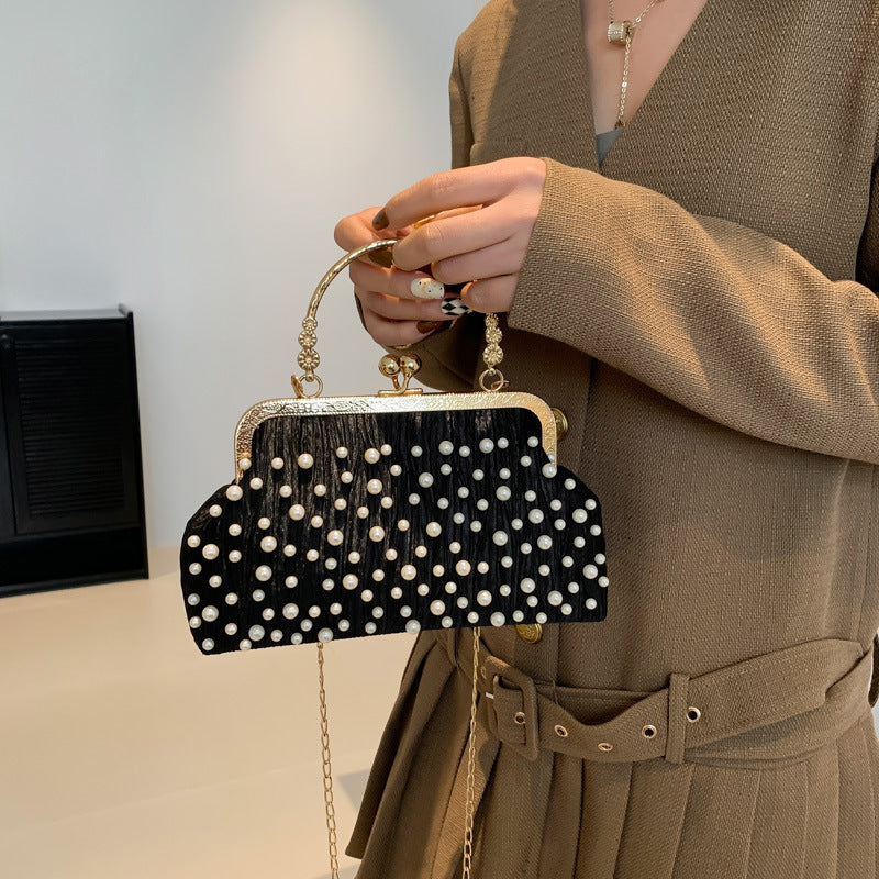 Wholesale Pearl Lock Handbag Versatile Ins Chain Shoulder Crossbody Bag